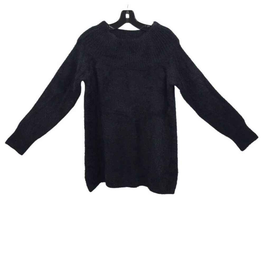 Loft Sweater Fuzzy Womens L Pullover Ribbed Wide Mock Neck Essential Tunic NEW - Picture 2 of 16